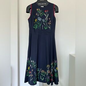 IVKO Navy Midi Dress with Embroidery